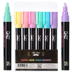 Mr. Pen- Chalk Markers, 6 Pack, Pastel Colors, 8 Labels, Chalkboard Markers, Liquid Chalk Markers, Chalk Markers for Chalkboard, Chalk Pens, Chalk Marker, Glass Markers, Liquid Chalk Markers Erasable