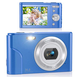 Digital Camera, Lecran FHD 1080P 36.0 Mega Pixels Vlogging Camera with 16X Digital Zoom, LCD Screen, Compact Portable Mini Cameras for Students, Teens, Kids (Blue)