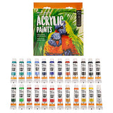 Mont Marte Acrylic Paint Set 24 Colours 36ml, Perfect for Canvas, Wood, Fabric, Leather, Cardboard, Paper, MDF and Crafts (24 Bright Colours 12 ML, 1 Pack)