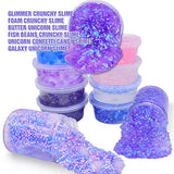 Crystal Unicorn Slime Kit for Girls 4-12, All-in-one Set Butter Slime,Glimmer Crunchy Slime, Galaxy Slime,Foam and Jelly Beans Slime Suitable for Kids Education, Party Favors and Birthday Gifts