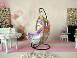 Miniature hanging chair dollhouse garden. Furniture for 1:8 scale dolls, Lati Yellow Pukifee Realpuki. L