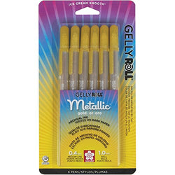 Sakura 57383 6-Piece Gelly Roll Metallic Gel Pen Set, Bold, Gold