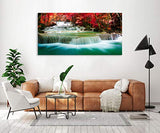 Cao Gen Decor Art-S05162 Wall Art 1 Pieces Waterfall Canvas Print Landscape Paintings Framed Red Trees Forest Canvas Falls Picture for Bedroom Living Room Office Kitchen Home Decor Ready to Hang