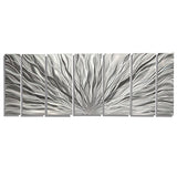 Statements2000 Abstract Extra Large Metal Art Panels 3D Wall Hanging Indoor/Outdoor Sculpture by Jon Allen, Silver, 96" x 36" - Silver Plumage