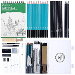 50Pcs Drawing Kit Set,Charcoal Sketch Art Pencils Supplies for Kids, Teens and Adults,with 100 Page Drawing Pad,Kneaded Eraser,13 Blending Paper Stumps