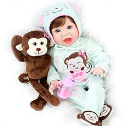 Aori Lifelike Reborn Baby Dolls 22 Inch Real Looking Weighted Reborn Boy Doll with Monkey Toy Best Birthday Set for Girls Age 3