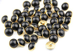 Pack of 125pcs 13mm Black Pearl Half Resin Dome Cap Copper Base Buttons for Crafting Sewing