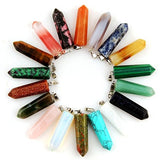 12pcs Healing Pointed Chakra Beads Pendants Point Bullet Shape Quartz Crystal Teardrop Stone Random