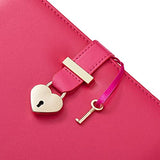 Heart Shaped Lock Diary with Key&Heart Diamond Pen,PU Leather Cover,A5,Journal Secret Notebook Gift for Women Girls (A5(8.5"*5.7"), Rose Red)