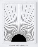 Abstract Geometric Sun Wall Art Print - 11x14" UNFRAMED Print - Modern, Minimal, Black And White Sunrise And Sunset Stripes Line Decor - Scandinavian, Nordic, Mid Century Modern Decor