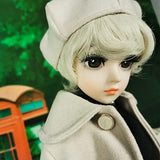 Proudoll 1/3 BJD Doll 60cm 24Inches Ball Jointed SD Dolls Move Joints Action Figures Caroline + Beret + Wig + Coat + Dress + Handbag + Boots