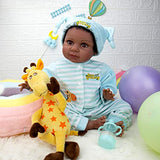 Milidool Black Reborn Baby Doll 22 Inch Lifelike African American Newborn Boy Dolls with Giraffe Gift Set