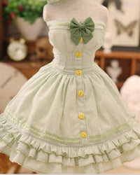 4 PCS 1/3 SD16 DD DY BJD Dress Suit Outfit / European Style Dress Doll Dollfie LUTS / Tee Dress Sailor Suit / Green Plaids