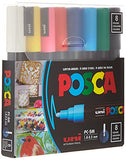 POSCA 8-Color Paint Marker Set, PC-5M Medium & Pacon UCreate Poly Cover Sketch Book, Heavyweight, 12" x 9", 75 Sheets