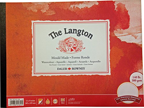 Daler - Rowney 140lb 12 Inch x 9 Inch Hot Press Langton Gummed Pad