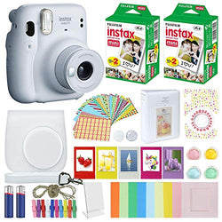 Fujifilm Instax Mini 11 Instant Camera + MiniMate Accessories Bundle + Fuji Instax Film Value Pack (40 Sheets) Accessories Bundle, Color Filters, Album, Frames (Ice White, Standard Packaging)