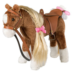 HollyHOME Stuffed Animal Horse Pretty Plush Toy Pretend Play Horse 11 inches Brown