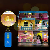 LADUO Dollhouse Toy Set, with Furniture and Remote Control Lights. 6 Rooms on Three Floors, Doll House Toy for 3-6year Girls
