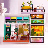 Roroom Dollhouse Miniature Furniture, DIY 3D Wooden Doll House kit British Style Plus Dust Cover and Music Mobile, 1:24 Ratio Creative Room Creative Children's Best Gift Friend Lover K054