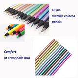 Oasis-X 18PCS Metallic Colored Pencil Set Fluorescence Penci Assorted Coloring Pencil Set 0.3MM Glitter Drawing Pencils Graphic Pencils For Art Drawing Sketching Writing