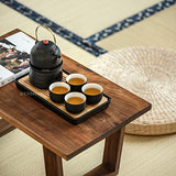 Black Glazed Tea Set, Ceramic Tea Cup Set with Double Bamboo Tray and Teapot Warmer, Special Clay Texture