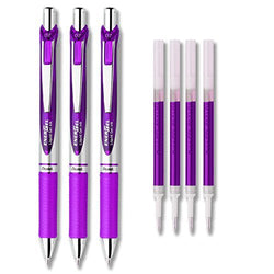 Pentel EnerGel Deluxe RTX Liquid Gel Ink Pen Set Kit, Pack of 3 with 4 Refills (Violet - 0.7mm)