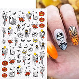 6 Sheets Halloween Nail Art Stickers Decal 3D Halloween Horror Nail Decals Nail Supplies Foil Transfer Evil Pumpkin Spider Vampire Designer Self-Adhesive Accessories Charms Nail Designs for Nail Art