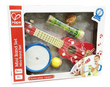 Hape Mini Band Instrument Set | Five Piece Wooden Instrument Music Set for Kids Includes Ukulele, Tambourine, Clapper, Rattle and Rainmaker