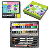 Pagos Watercolor Paint Set - Artist Quality 36 Pans Water Color Paint Kit | Watercolored Art Set with Brushes, Refillable BrushPen, 12 Sheets Paper Pad, Sketching Pencil | Full Set (Complete Set)