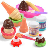 JOYIN 44 Pieces Sweet Treats Desserts Ice Cream Parlor Pretend Play Kitchen Food Toy Set for Toddler Kids