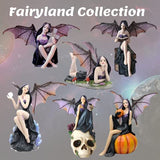 Comfy Hour Fairyland Collection 6” Dark Fairy Witch Holding A Pumpkin Sits On Pumpkin, Polyresin Figurine, Halloween Theme Gift, Home Decoration and Collectibles