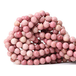 CHEAVIAN 45PCS 8mm Natural Rhodochrosite Gemstone Smooth Round Loose Beads for Jewelry Making DIY