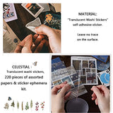 220 Pcs Vintage Scrapbook Papers, DIY Celestial Papers Material, Retro Washi Stickers for Art Craft Notebook Album Diary Envelop Gift