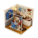 eveseed DIY Miniature Dollhouse Kit with Furniture Creative Dining Room Mini Wooden Doll House Accessories Plus Dust Proof for Kids Teens Adults