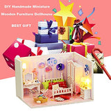 Rohouse Dollhouse Miniature with Furniture,DIY 3D Wooden Doll House Kit Apartment Style Plus with Dust Cover and Music Movement,1:24 Scale Creative Room Idea Best Gift for Children Friend Lover Q07