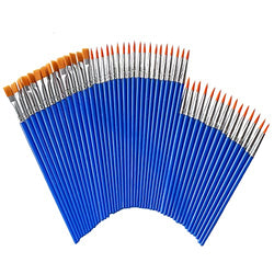 60 Pcs Round Flat Paintbrushes Set， Art Paint Brushes in Bulk for Kids/ Artists/Painters/Beginners/Students ，Short Plastic Handle，Nylon Hair Brushes for Acrylic Oil Watercolor Art Painting
