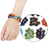 Vankcp 388 Pcs 8MM Chakra Beads and Colorful Lava Rock Stone Chakra Stones for Jewelry Making