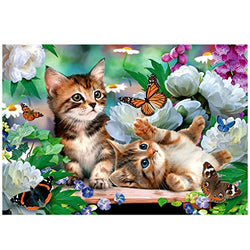 RUIOU Cute Cats Diamond Painting Kits for Adults with Tools Cats Full Drill Round Crystal 5D DIY Diamond Art Paint Magical Paint by Number with Art Home Wall Decor 12x16 inch