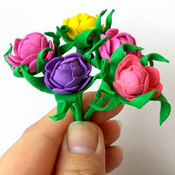 10 Miniature flowers roses, handmade artificial scrapbooking headband craft, fake faux tiny dollhouse