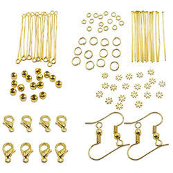 TOAOB Jewelery Making Starter Kits Gold Jump Ring Head Pins Eye Pins Earring Hook Findings