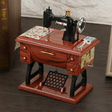 Genericb Sewing Machine Mini Music Box, European Crafts Retro Sewing Clockwork Home Crafts Decoration Birthday Gift