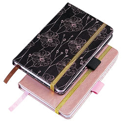 2 Pack Pocket Notebook Small Notebooks for Women, 3.5" x 5.5" Mini Notepad with Total 288 Ruled Pages, 100 GSM Thick Paper, Small Hardcover Leather Journal Notebooks