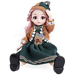 QIANHUI 12 Inch Movable Joints BJD Doll/Clothes 30cm 1/6 Makeup Dress Up Cute Long Hair Dolls with Fashion Dress for Girls Toys (Capricom)