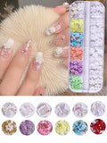 3D Flowers Nail Art Charm Rhinestones, HOINCO Crystal Bear Shaped Rhinestones Acrylic Butterfly Charms Set with Pearl Golden Silver Caviar Beads Glitter Nail Design Jewelry Women DIY Decoration