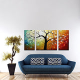 Wieco Art 3-Piece Lucky Tree Stretched and Framed Hand Painted Modern Canvas Wall Art Set