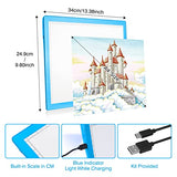 Rechargeable Light Box for Tracing Board,Wireless Battery Operated Copy Board Dimmable A4 LED Trace Lights Pad (Blue)