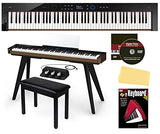 Casio Privia PX-S6000 Digital Piano - Black Bundle with Casio CS-90P Stand, SP-34 Pedal, Furniture Bench, Instructional Book, Online Lessons, Austin Bazaar Instructional DVD, and Polishing Cloth