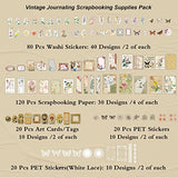 260 Pieces Vintage Aesthetic Scrapbooking Supplies Pack,Flower Lace Butterfly Decals Nature Retro Collection Stickers for Junk Journaling Bullet Journals Art DIY Craft Photo Album Notebook Calendar