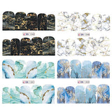 Marble Nail Stickers, 12 Sheets Water Transfer Marble Nail Decals Gradient Blooming Nail Art Stickers Wraps for Women Girls DIY Nail Decoration