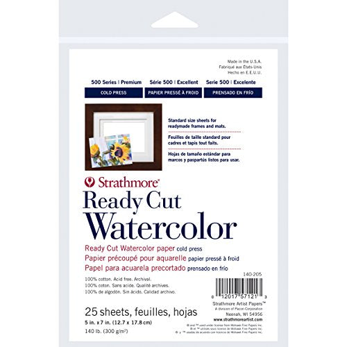 Strathmore 140-205 Pro-Art Watercolor Paper Pack, 5-Inch by 7-Inch, 25 Sheets